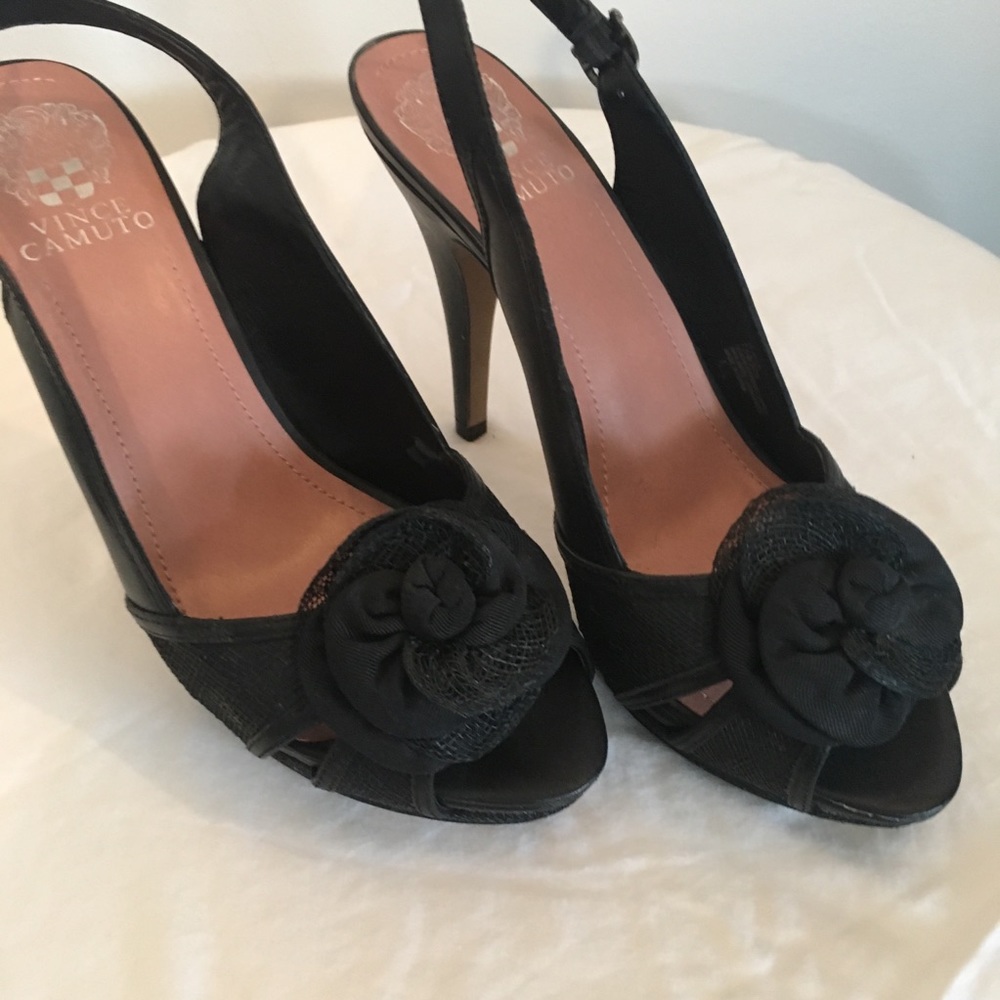 Vince camuto Black slingback open toe pumps 7.5